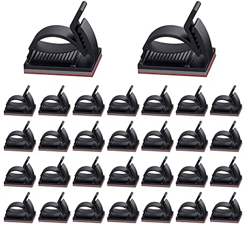 50 Pcs Black Cable Clips, ALBOYI Self-Adhesive Cable Orangizer Adjustable Wire Management Cable Holder for Car/Stage/Office/Home,1.9x1.4x1.2cm