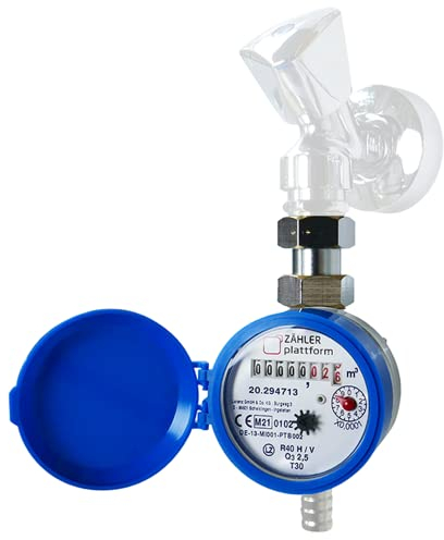 ZÄHLER plattform Wasserzähler Garten geeicht 2025 Wasseruhr MADE IN GERMANY Gartenwasserzähler Zapfhahn Qn 1,5 BL 80 mm 3/4 Zoll