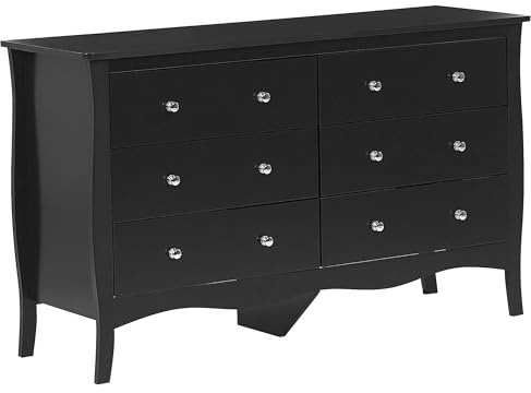 Commode Noire avec 6 Tiroirs Spacieux Meuble de Rangement Pratique pour Chambre ou Salon au Style Vintage Traditionnel et Glamour Beliani