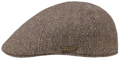 Stetson Kent Wool Flatcap Schiebermütze mit Ohrenklappen Made in EU Damen und Herren Herbst Winter braun S (54-55 cm)