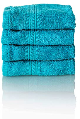 Glart Premium Set of Terry Hand Towels, Range of Terry Towels in 6 Colours and 5 Sizes, Colour: Turquoise, 4X Guest Towels 30 X 50 cm