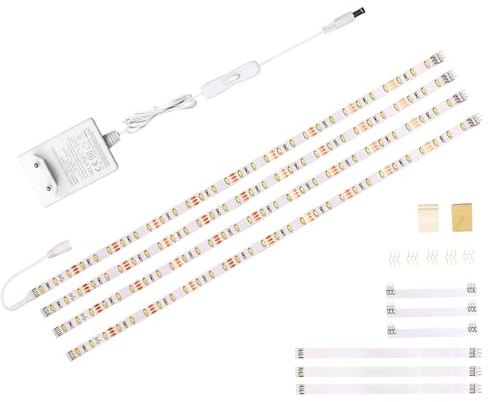 WOBANE Unterbauleuchte Küche LED, 4 x 50cm Schrankbeleuchtung mit Schalter,12V küchenbeleuchtung,LED Leiste Küche,für Schrank,Regale,Vitrinen,Kleiderschrank,120LEDs,6000K Kaltweiss,4er Set