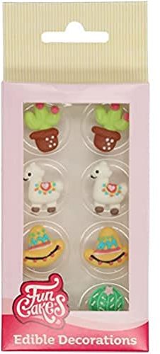 FunCakes Decorazioni di Zucchero Alpaca: pronto per l'uso per la decorazione di torte, perfetto per cupcakes, muffin e altro, certificato senza glutine, set / 8