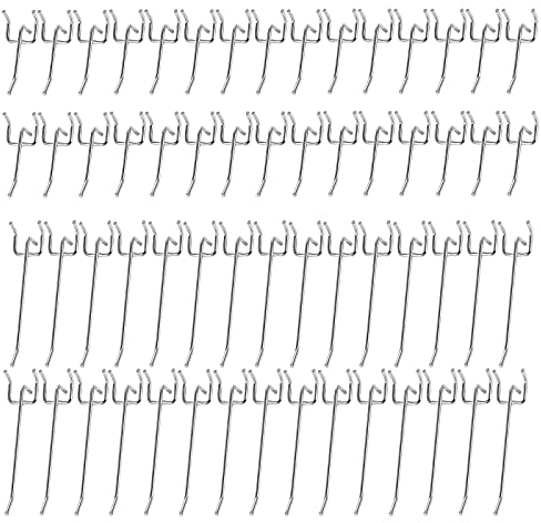 Liekadijiae 60 Stück Stecktafel Haken, Lochwand Zubehör Haken, Haken für Lochwand, Werkzeugwand Haken, Metall Lochwandhaken für Display Board, Supermarktregale, Baumärkte, Regal, Werkstatt (5/10cm)