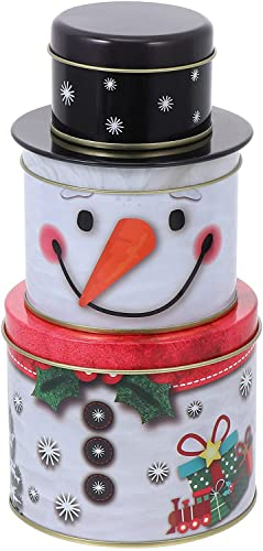 SIQI Christmas Cookie Tins Santa Claus Snowman Reindeer Nutcracker Cookie Jars Christmas Candy Tins Biscuits Can For Xmas Holiday Supplies-B
