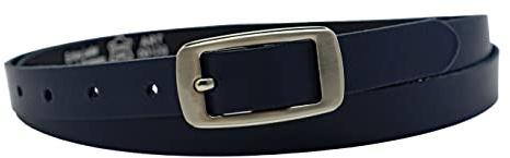 NK Belt GmbH Damen Ledergürtel aus Rindsleder, Made in Germany, Anzug Jeans Gürtel 2cm schmal #SD-08A (Blau, 130cm Gesamtlänge 145cm)