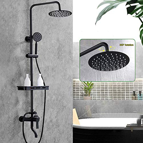 Duschset Schwarz Duschsystem Regenduschset mit Kopfbrause, Handbrause und Aufbewahrungsbox