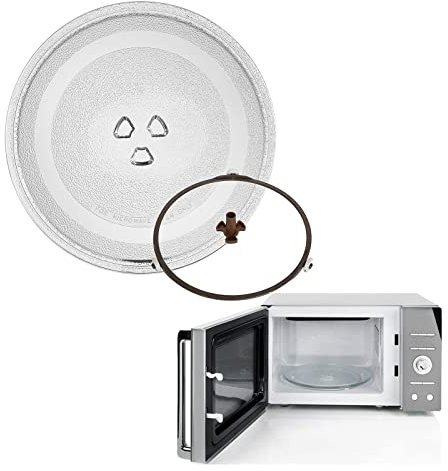 LIGUOYI Transparent Glasteller Leicht Zu Pflegen Mit Mikrowelle Drehring Und Koppler, Rund Mikrowelle Drehteller Ersatz Teller Dauerhaft, Für Mikrowelle Drehscheibe, Drehteller Für Mikrowelle