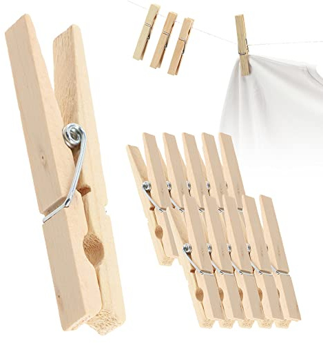 KADAX Mollette in legno ecologico, mollette in legno, mollette con molla in metallo, mollette per calze antivento per interni ed esterni (10)