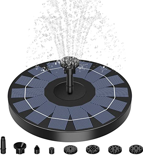 Solar Fountain Fontaine Solaire Flottante pour Oiseaux de 2,5 W avec 6 Buses et 4 tiges flottantes, Fontaine Solaire pour décoration de Jardin, étang à Oiseaux, Aquarium, terrasse, étang