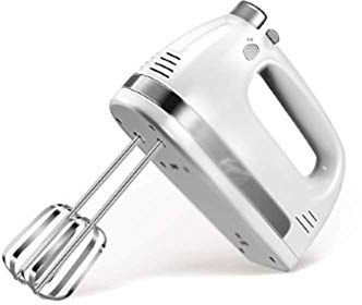 Samnuerly Sbattitore Elettrico Professionale Speed con fruste, Frusta, Ganci per impastare, frullino per Le Uova Manuale in Acciaio Inossidabile (Bianco)