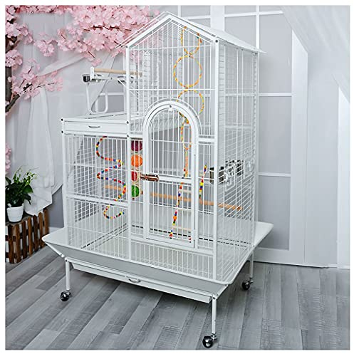 SUNESA Vogelvoliere vogelkäfige Große Villa Group im Dach-Stil Vogelkäfig-Metallzuchtkäfig-Cockatoo-Parakeet Cage Mobiles Chassis und interaktiver Stand Vogelhaus