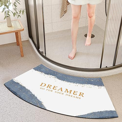 DASJD Super Absorbierende Duschvorleger Eckdusche, Quadrant Gebogene Duschmatte, Schnell Trocknend, rutschfest perfekt in viertelrunde Duschen und halbrunden Badezimmer,K,45 * 100cm