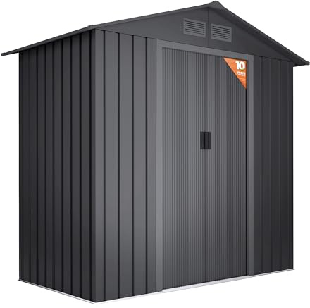 Wasabi - Gartenhaus Metall 2,57m2 Light Anthracite – 196x131x196cm - Doppelte Schiebetür - Lüftungsgitter – Geräteschuppen Klein – Gerätehaus Outdoor Wetterfest - Anthrazitgrau