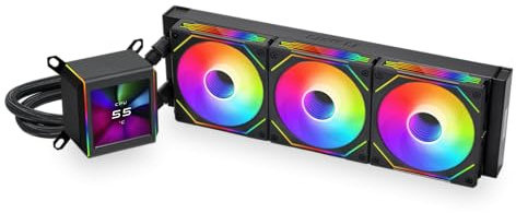 Lian Li GA II LCD 360MM AIO - Asetek 8th Gen - 2.88” IPS LCD Screen Liquid Cooler - Screen Recording for Videos and Photos - Pre-Installed UNI Fan SL-INF Fans (GA2ALCD36INB)