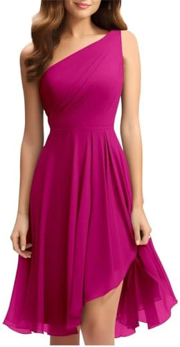 HPPEE Vestidos de regreso a casa sin mangas una línea fruncida vestidos de dama de honor de boda para junior WYX408, fucsia, 46