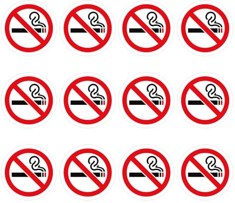 12 adesivi per non fumatori, adesivi autoadesivi per non fumare, 3 pollici, impermeabili, adatti per luoghi non fumatori
