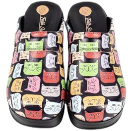 Terlik Sabo Air ST474 MAX Zuecos de Cuero Mules Zapatillas Zapatos Sabot, Mujer, Patrón Colorido, EU 39