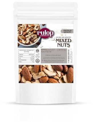 Rulop Mix Nuts 1kg: Raw & Unsalted Cashews, Almonds, Walnuts, Brazil Nuts - Nutritious Vegan, Keto, Vegetarian Snack Mix, Bulk Diet Treat & Wholesome Gift Choice