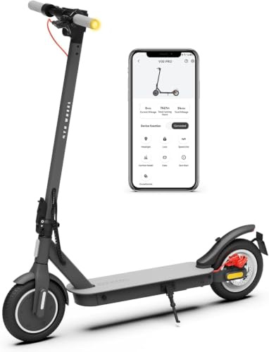 E Scooter mit Straßenzulassung ABE, 5TH WHEEL V30PRO Elektroscooter mit Blinker, 10 Zoll Reifen, 25-30 km Reichweite, mit APP, 4 Geschwindigkeitsmodi, Belastung 120 kg, Tragbarer Reise E Roller