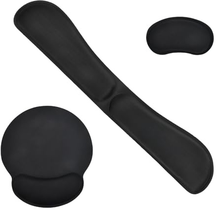 Shengxi Mausmatte Handgelenkauflagen, 3Pcs Ergonomisches Mauspad mit Handauflage Rutschfestes Tastatur Handballenauflage Faltbare, Schwarz Maus Handgelenkstütze für Büro Computer