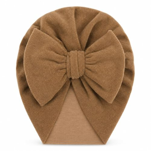 Baby Turban Mütze mit große Schleife–Weiche Kopfbedeckung für 3–24 Monate | Elastischer Baby Beanie mit großer Schleife – Weiches Stirnband & Haarschmuck für Alltag, Fotoshootings, Feste & Geschenke