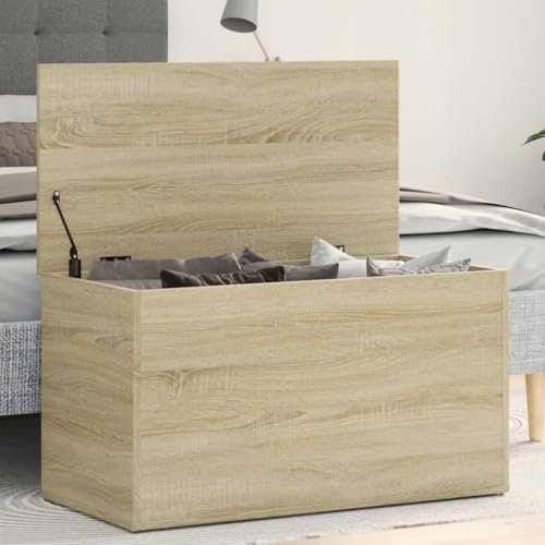 Myheimly Aufbewahrungstruhe Spielzeugtruhe Spielzeugkiste Couchtisch Beistelltisch Truhe Aufbewahrungsbox Sonoma-Eiche 84x42x46 cm Holzwerkstoff