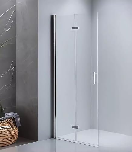 LEMMO Duschtür 70-120x185 cm nischentür dusche Nano Glas Duschkabine Pendeltür dusche duschtrennwand Duschabtrennung (Transparent, 70x185)