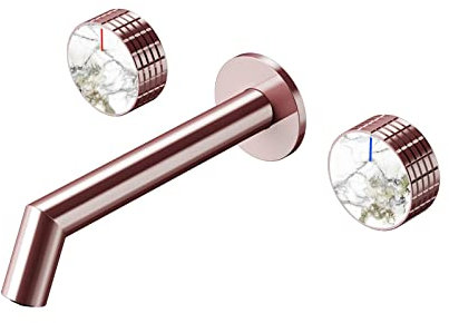 Grifos de baño, grifo de baño montado en la pared, grifos de baño for fregadero de 3 orificios, lavabo de baño, grifo mezclador de lavabo de latón con doble manija, lavabo de tocador, grifo de montaje