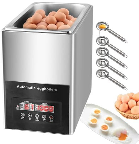 forplubossmmp 800W Commercial Egg Boiler Machine with 5 Egg Liquid Filter, Professional Egg Poacher Machine with Timing 0~99 Mins, Egg Cooking Machine 9L, Stainless Steel for Easy Cleaning