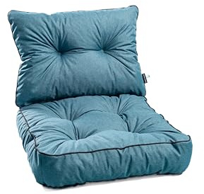 TexDeko® Loungekissen Gartenpolster Set mit Rückenkissen für Rattanmöbel Gartenkissen Premium, Wasserabweisende Polsterauflage Sitzkissen Gartenmöbel 55x55x12cm + 55x40x12cm (Türkis)