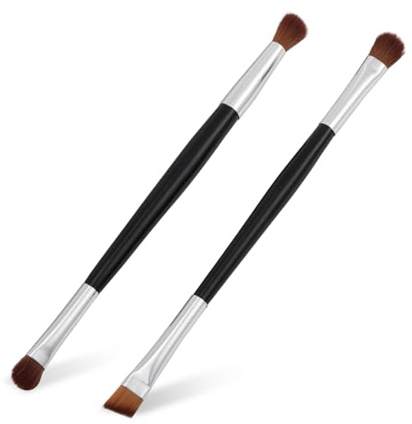 HonGien 2Pcs Make Up Eye Brush Set Eye Essentials Makeup Brush Set Double Ended Brush Eye Brushes for Liner Blending, Defining, Smudging, Shading, Perfect for Travel