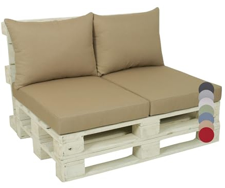 GO-DE Textil Bequeme und attraktive Polsterauflagen für Paletten-Loungen (2er-Set, 2-teilig, für eine komplette Palettenlounge, Uni beige, Palettenkissen)