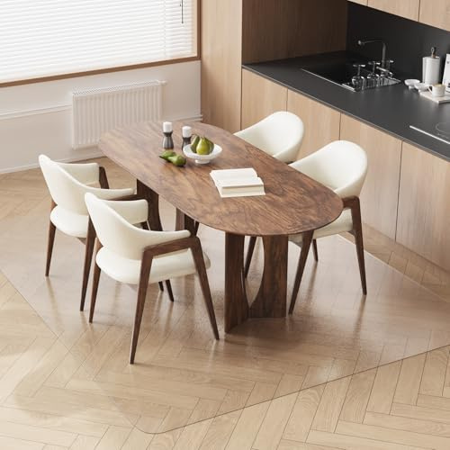 SALLOUS Plastic Floor Mat for Home, 5'x7' Waterproof Area Rug for Dining Room Table, Non-Slip Area Rug for Living Room, Wear-Resistant Vinyl Floor Protector Mat for Indoor Outdoor (Clear)