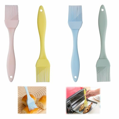 4 Pieces Pastry Brushes,Pastry Brush,Basting Brush,Oil brushs for Cooking,Silicone Pastry brushs,Egg Wash Brushes,Suitable for Baking, Barbecue Oiling,Kitchen Cooking Seasoning