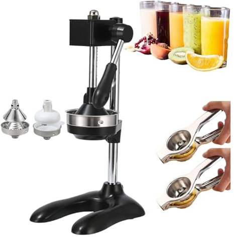 Spremiagrumi Professionale, spremiagrumi Manuale per Limone e Anguria - Robot da Cucina e trituratore - Acciaio Inossidabile (Nero)