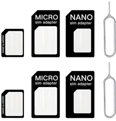 4 in 1 SIM Card Adapter,2 Set Standard SIM Converter Kit, with SIM Ejector Pin for Old Model Mobile Phone(Black)