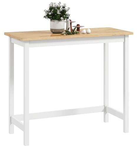 HOMCOM Bartisch Stehtisch mit Holzoptik, Küchentisch aus Massivholz für kleine Räume, Wohnzimmer, Esszimmer, 108 x 48 x 91 cm Eiche