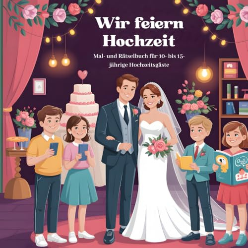Wir feiern Hochzeit - Mal- und Rätselbuch für 10- bis 15-jährige Hochzeitsgäste: Mit Ausmalbildern, Knobelspaß & interaktiven Aufgaben rund ums Fest