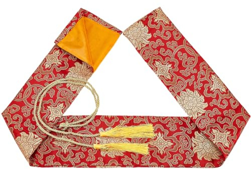 GORGECRAFT Étui à Épée de 135cm avec Joli Motif et Pompon Doré en Soie Rouge pour Épée de Samouraï Fourreau de Ninja Ou Katana Idéal pour Cosplay et Halloween.