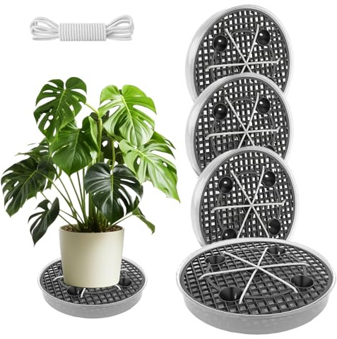 BUERPINKING 4 stycken självvattnande tygkruka, underlägg, blomkruka med växter bevattning, 30 cm stor självbevattnande tyg kruka för blomkruka utomhus, suckulenter, växter