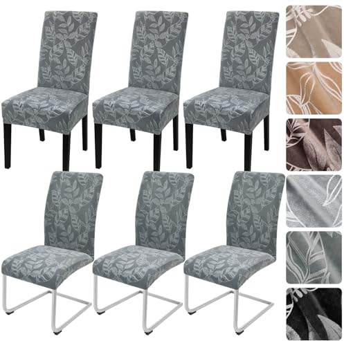 Alishomtll Dining Chair Covers Set of 6 Stretch Velvet Chair Slipcovers Elastic Washable Covers for Swing Chair Removable Chair Protector for Dining Room Kitchen Banquet Wedding Party (Dark Grey 6psc)