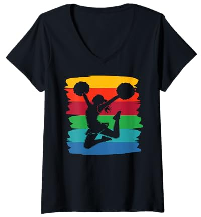 Damen Cheerleaderin Mädchen jubeln Mama Liebe Cheerleading T-Shirt mit V-Ausschnitt