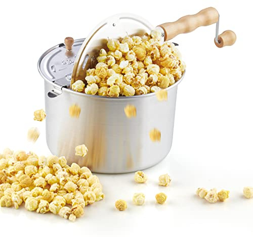 Cook N Home 02626 Popcorn-Popper aus Aluminium, silberfarben, 6 l