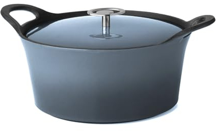 CUISINOX - Vulkan – runder Schmortopf 20 cm mit Deckel – 1,6 l – Gusseisen, emailliert – für alle Herdarten einschließlich Induktion geeignet – ohne PTFE und PFOA – Denimblau