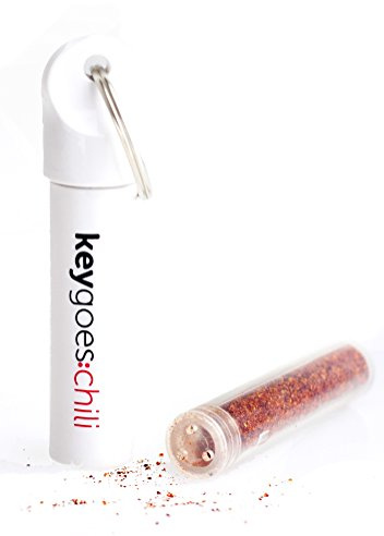 keygoes:chili Llavero blanco Chili esparcidor con polvo Habanero | Gadget/llavero incomparable y regalo