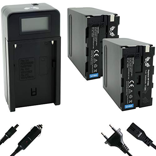 2X SK Akku Ersatz für Sony NP-F990 |- 10400mAh -| + Speed Charger für Sony Akku NP-F550 NP-F750 NP-F960 NP-F970 NP-F980 // Blitzgeräte Videoleuchten