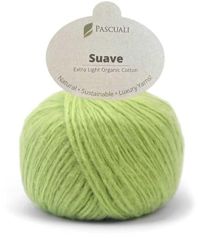 Pascuali Suave | Strickwolle aus 100% Bio Baumwolle, zum Stricken und Häkeln, Farbe:Limette 94