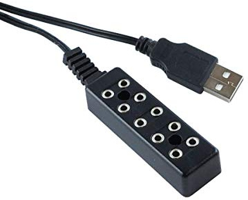 WITTKOWARE Zubehör zur Krippen-/Puppenstuben-Elektrifizierung (USB Stromversorgungsbox, 5 Ausgänge) Schwarz