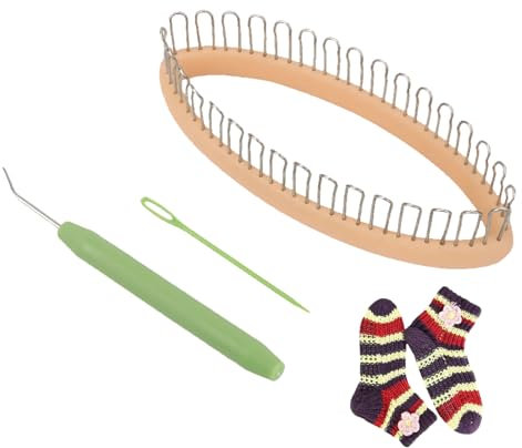 HERCHR Sockenstricker Set, Ovale Form Strickring Für Socken Stricken, Sockenwebstuhl, Strickset, Strickring, Strickrahmen 32 Haken, Loom-Strickhaken Für Socken, Pullover Manschetten, Mützen, Schal